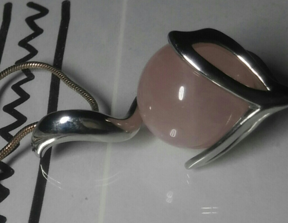 Elegant Silver / Soft Pink Drop Necklace